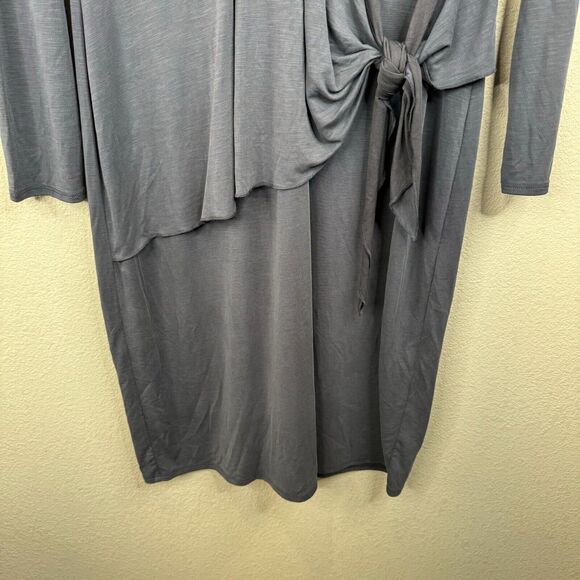 ZOZO Women Tie Front Wrap Midi Dress Long Sleeve Blue Medium Romantic Classy - Picture 6 of 11